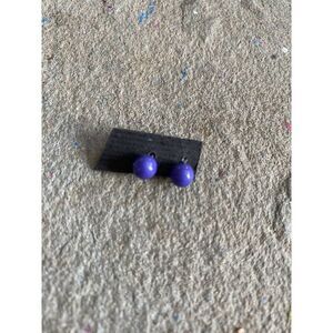 Stud Earrings Purple Violet Studs Pierced Circular
